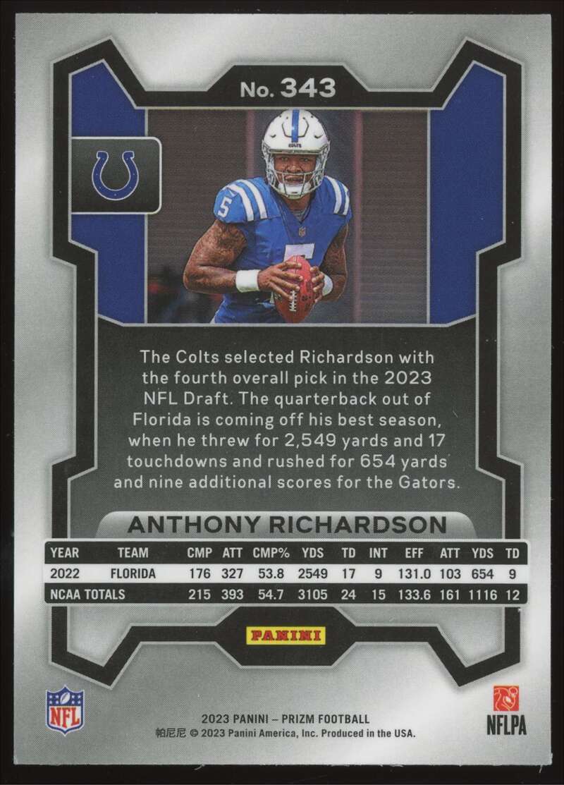 Load image into Gallery viewer, 2023 Panini Prizm Anthony Richardson #343 Indianapolis Colts Rookie RC  Image 2
