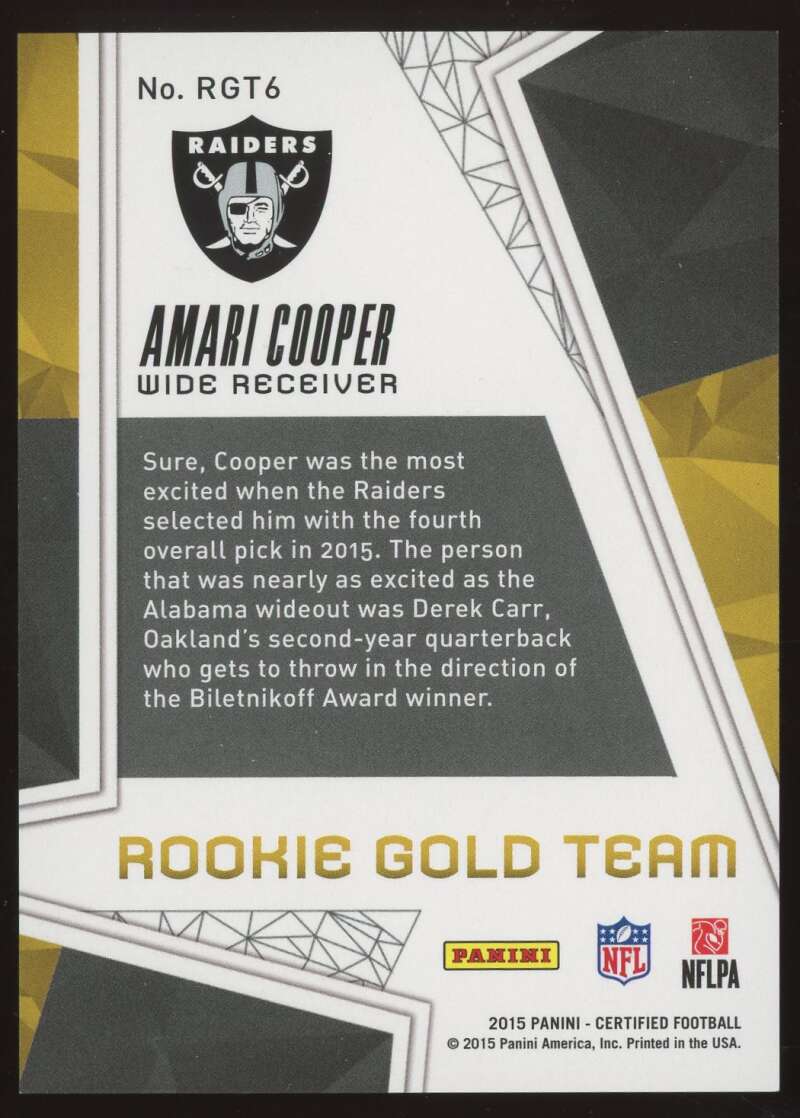Load image into Gallery viewer, 2015 Panini Certified Rookie Gold Team Mirror Red Amari Cooper #RGTA6 Oakland Raiders RC /199  Image 2
