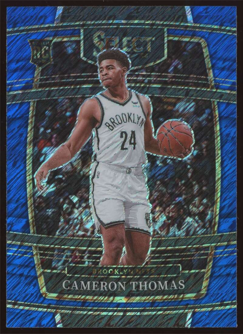 Load image into Gallery viewer, 2021 Panini Select Blue Shimmer Prizm Cameron Thomas #21 Brooklyn Nets Rookie RC Image 1

