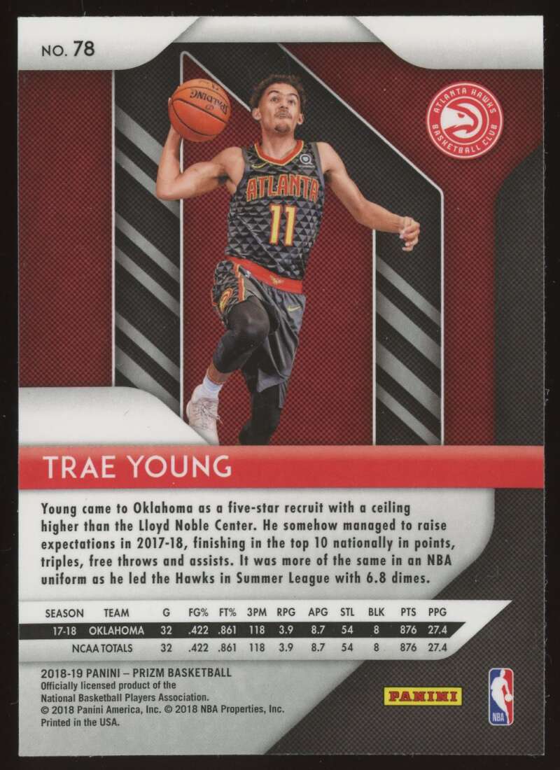 Load image into Gallery viewer, 2018-19 Panini Prizm Trae Young #78 Atlanta Hawks Rookie RC Image 2
