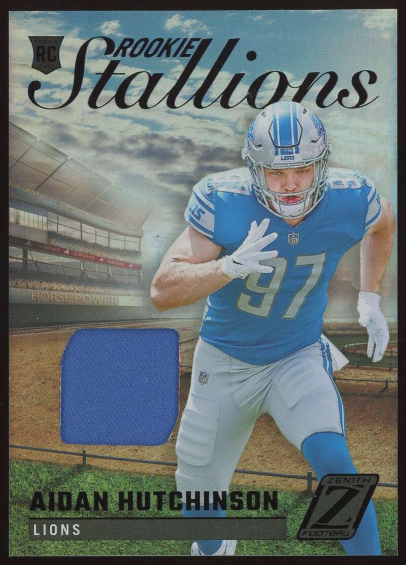 Load image into Gallery viewer, 2022 Panini Zenith Rookie Stallions Aidan Hutchinson #RS-AH Detroit Lions RC Patch Relic  Image 1
