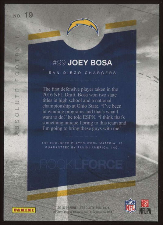 2016 Panini Absolute Rookie Force Red Joey Bosa 