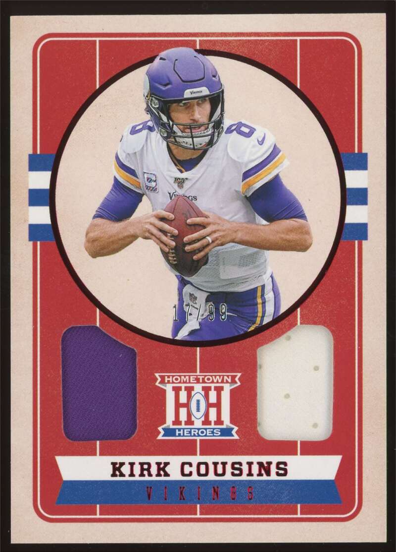 Load image into Gallery viewer, 2019 Panini Chronicles Hometown Heroes Dual Patch Red Kirk Cousins #HH5 Minnesota Vikings Relic /99  Image 1
