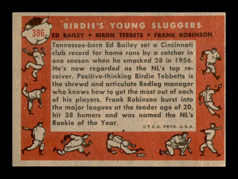 Load image into Gallery viewer, 1958 Topps Ed Bailey Birdie Tebbetts Frank Robinson #386 Cincinnati Reds EX-EXMINT Image 2
