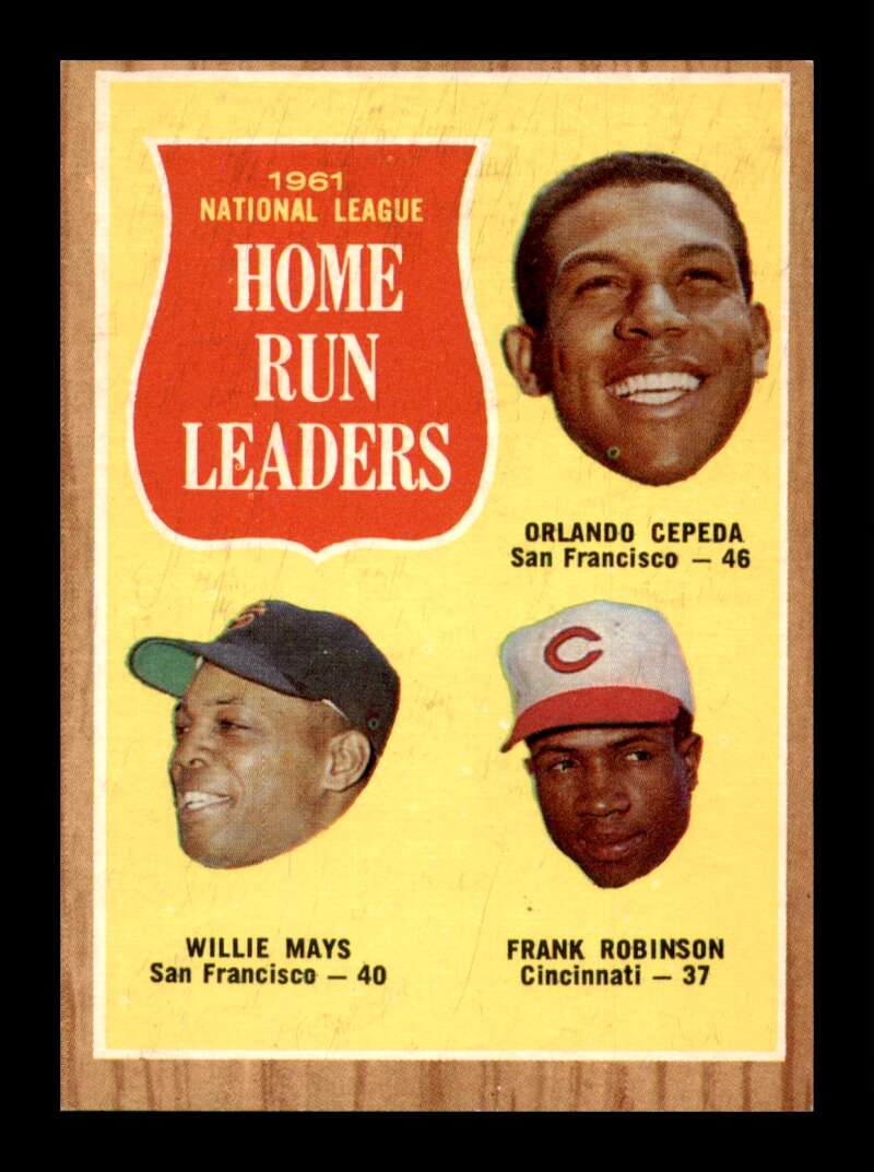 Load image into Gallery viewer, 1962 Topps Orlando Cepeda Willie Mays Frank Robinson #54 HR Leaders EX-EXMINT Image 1
