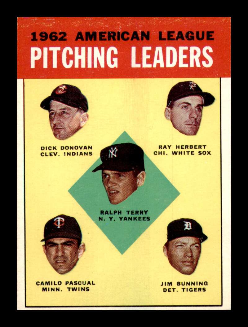 Load image into Gallery viewer, 1963 Topps Terry Donovan Herbert Pascual Bunning #8 Pitching Leaders EX-EXMINT Image 1
