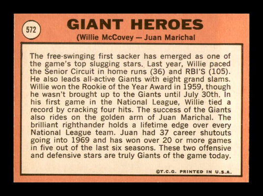 1969 Topps Willie McCovey Juan Marichal
