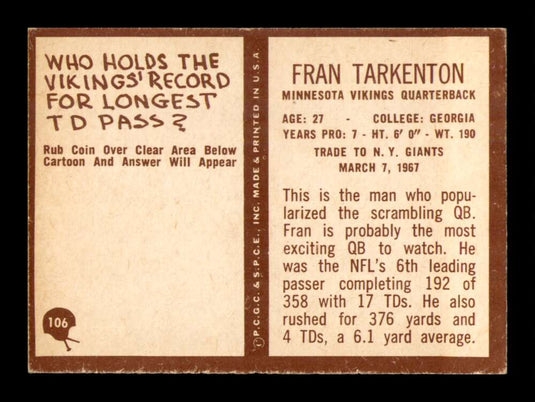 1967 Philadelphia Fran Tarkenton 