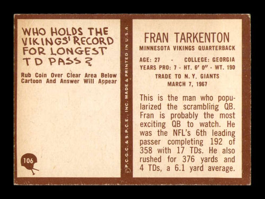1967 Philadelphia Fran Tarkenton