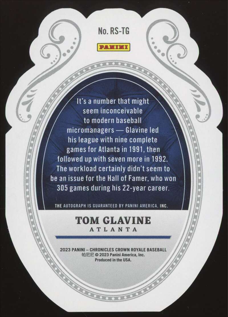 Load image into Gallery viewer, 2023 Panini Chronicles Crown Royal Signatures Tom Glavine #RS-TG Atlanta Braves Auto /99  Image 2
