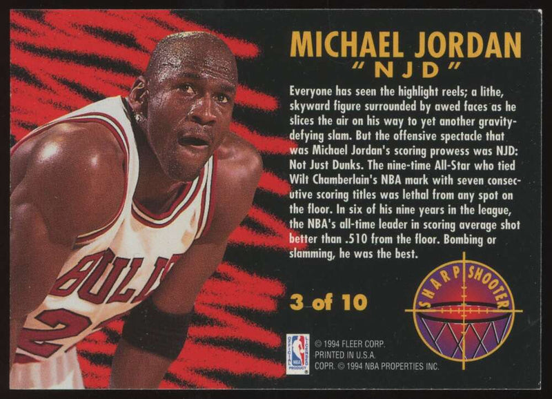Load image into Gallery viewer, 1993-94 Fleer Sharpshooters Michael Jordan #3 Chicago Bulls NM Near Mint Image 2
