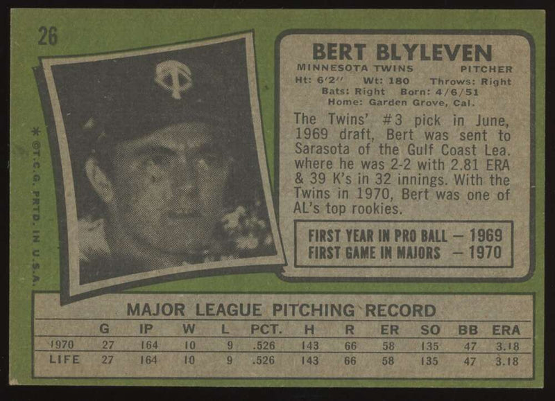 Load image into Gallery viewer, 1971 Topps Bert Blyleven #26 Minnesota Twins Rookie RC EX-EXMINT Image 2
