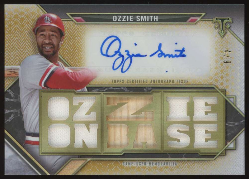Load image into Gallery viewer, 2021 Topps Triple Threads Gold Auto Relic Ozzie Smith #TTAR-OS2 St. Louis Cardinals /9  Image 1
