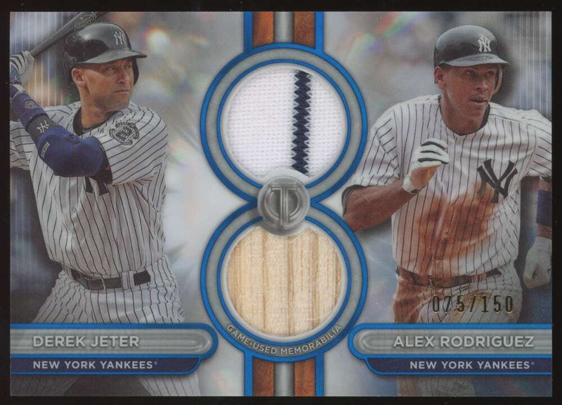 Load image into Gallery viewer, 2024 Topps Tribute Blue Dual Relic Alex Rodriguez Derek Jeter #DR2-JRO New York Yankees Bat /150  Image 1
