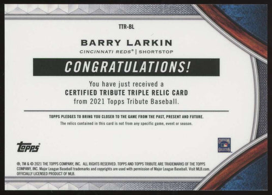 2021 Topps Tribute Triple Relic Barry Larkin