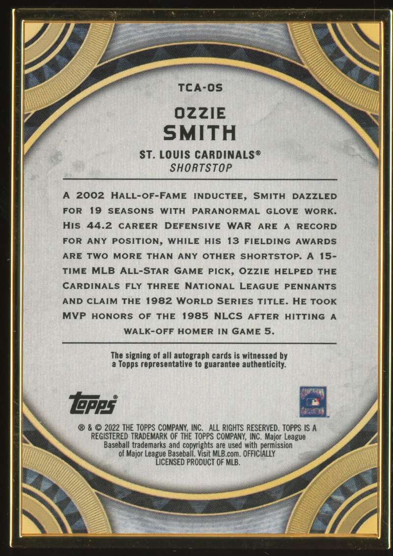 Load image into Gallery viewer, 2022 Topps Transcendent Gold Framed Auto Ozzie Smith #TCA-OS St. Louis Cardinals /20  Image 2
