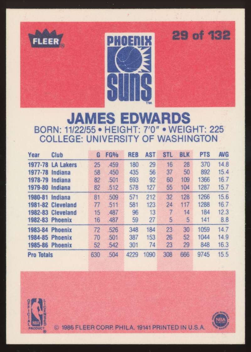 Load image into Gallery viewer, 1986-87 Fleer James Edwards #29 Phoenix Suns NM Near Mint Image 2
