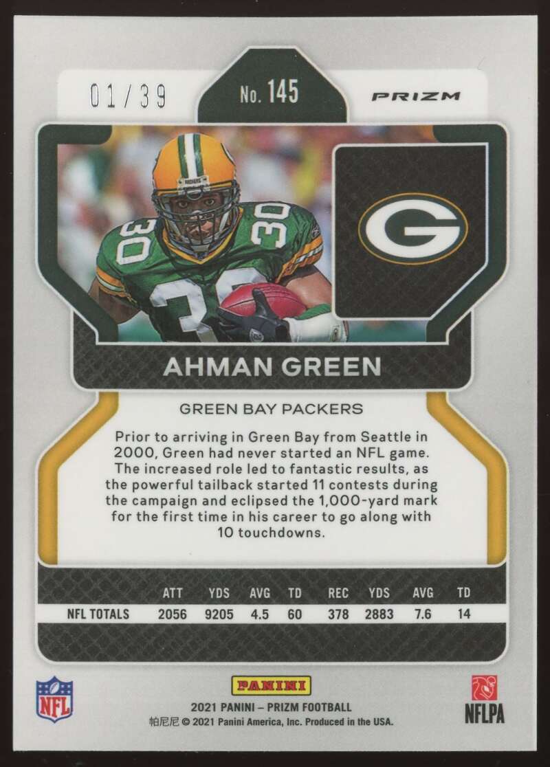 Load image into Gallery viewer, 2021 Panini Prizm Prizm Red Yellow Asia Prizm Ahman Green #145 Green Bay Packers /39 Image 2

