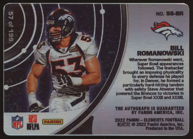 Load image into Gallery viewer, 2022 Panini Elements Steel Signatures Bill Romanowski #SS-BR Denver Broncos Auto /199  Image 2
