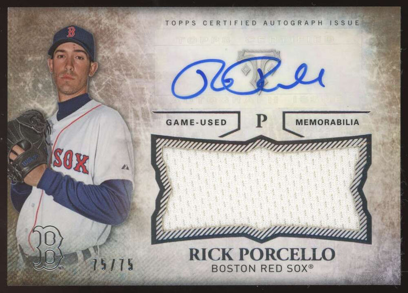 Load image into Gallery viewer, 2015 Topps Triple Threads Unity Sepia Patch Auto Rick Porcello #UAJR-RP Boston Red Sox /75  Image 1
