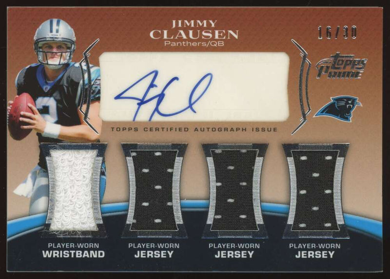 Load image into Gallery viewer, 2010 Topps Prime Rookie Patch Auto Jimmy Clausen #PL4-JC Carolina Panthers RC RPA /30  Image 1
