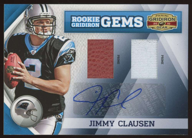 Load image into Gallery viewer, 2010 Panini Gridiron Gear Rookie Patch Auto Prime Jimmy Clausen #266 Carolina Panthers RC RPA /15  Image 1
