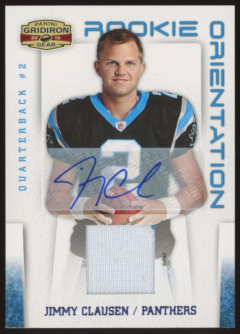 Load image into Gallery viewer, 2010 Panini Gridiron Gear Rookie Patch Auto Prime Jimmy Clausen #30 Carolina Panthers RC RPA /15  Image 1
