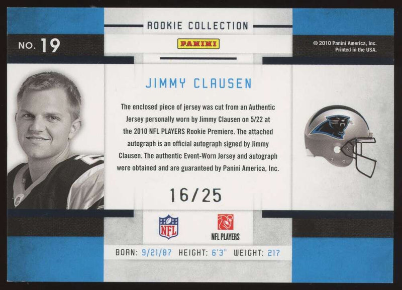 Load image into Gallery viewer, 2010 Panini Threads Rookie Patch Auto Jimmy Clausen #19 Carolina Panthers RC RPA /25  Image 2
