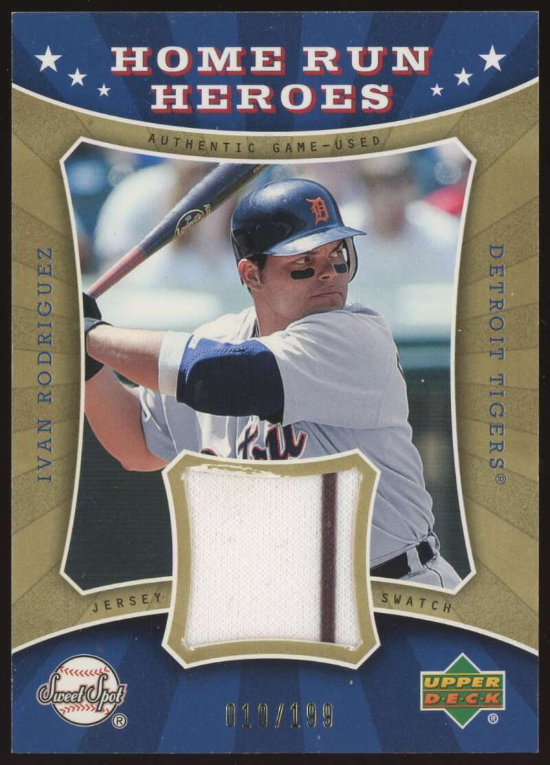 Load image into Gallery viewer, 2004 Upper Deck Sweet Spot Home Run Heroes Patch Ivan Rodriguez #HR-IR Detroit Tigers Relic /199 Image 1
