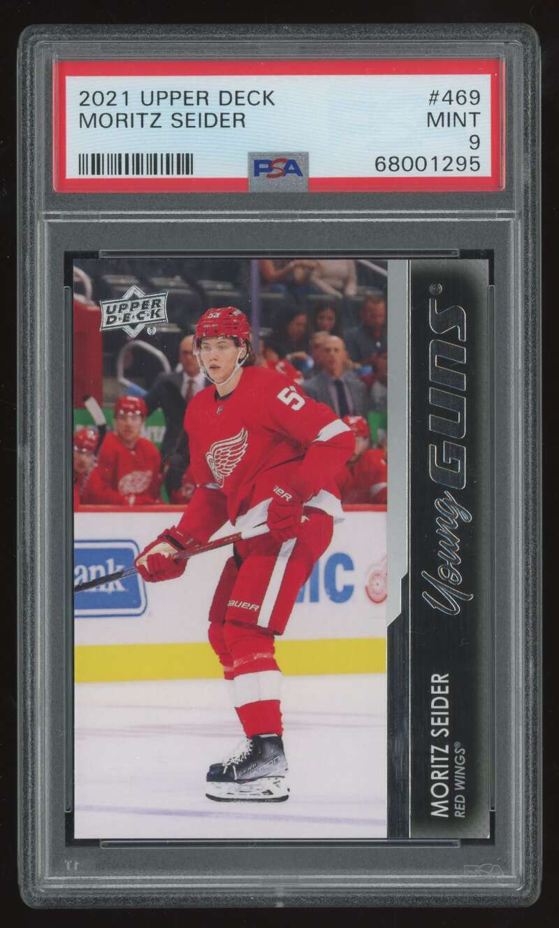 Load image into Gallery viewer, 2021-22 Upper Deck Young Guns Moritz Seider #469 Detroit Red Wings Rookie RC PSA 9 Image 1
