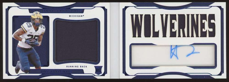 Load image into Gallery viewer, 2022 Panini National Treasures Rookie Patch Auto Booklet Blue Hassan Haskins #SB-HHA Michigan Wolverines RC RPA /75  Image 1
