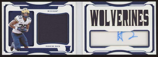 2022 Panini National Treasures Rookie Patch Auto Booklet Blue Hassan Haskins #SB-HHA Michigan Wolverines RC RPA /75  Image 1