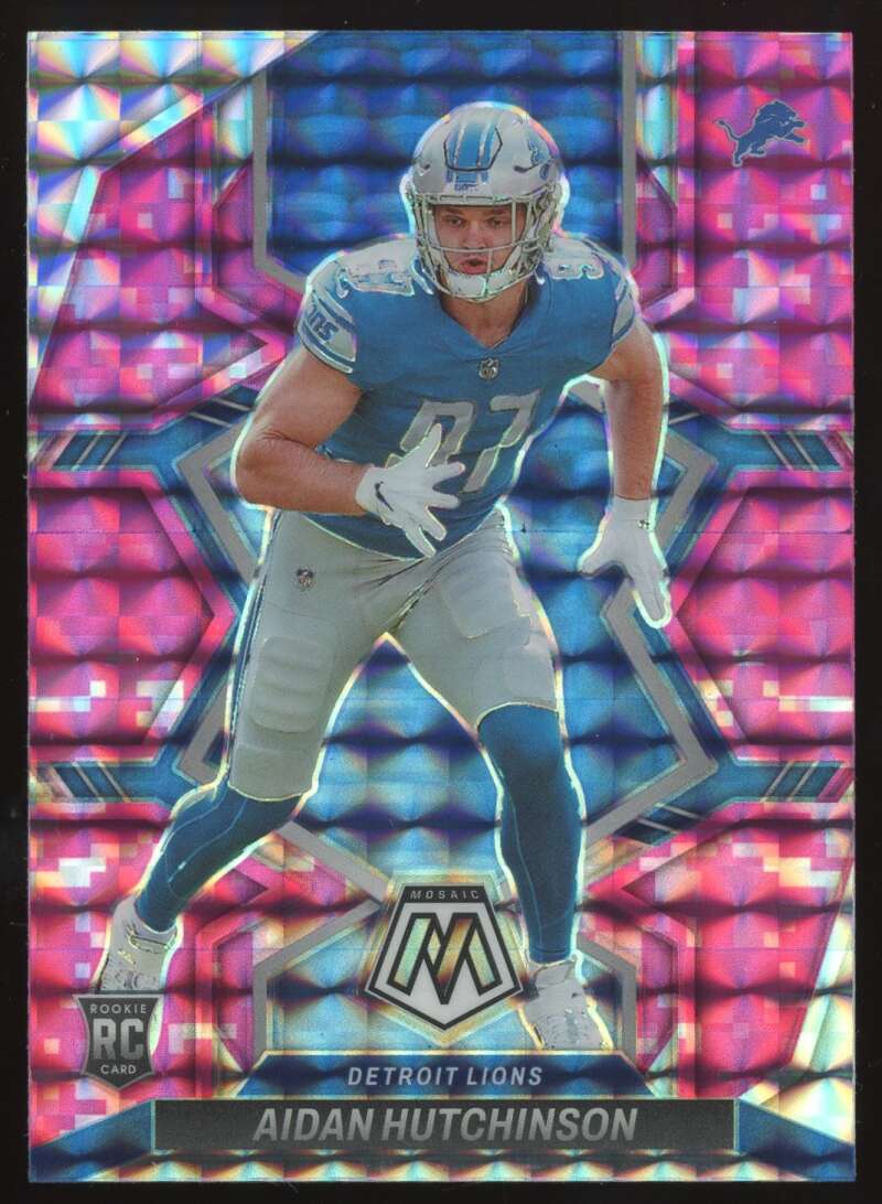 Load image into Gallery viewer, 2022 Panini Mosaic Pink Camo Prizm Aidan Hutchinson #320 Detroit Lions Rookie RC  Image 1
