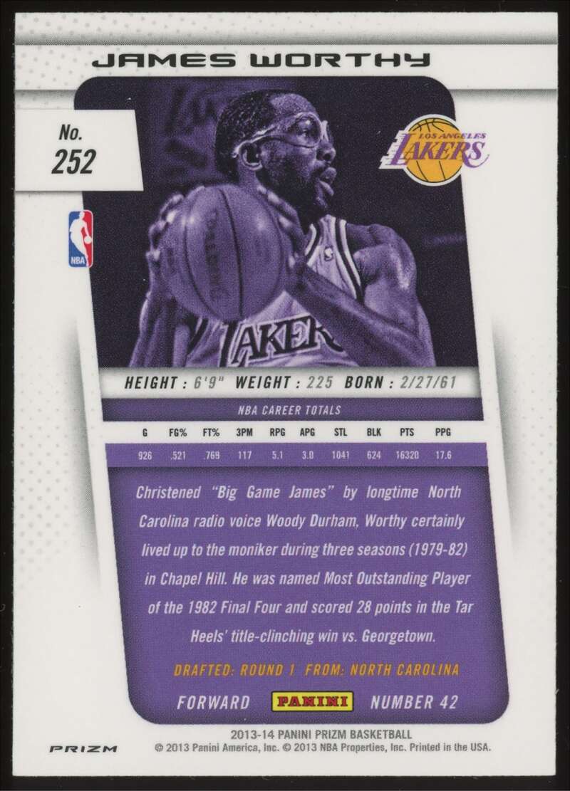 Load image into Gallery viewer, 2013-14 Panini Prizm Green Prizm James Worthy #252 Los Angeles Lakers  Image 2
