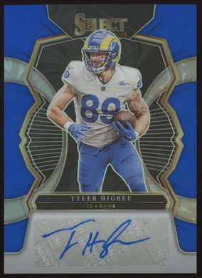 2022 Panini Select Signatures Blue Prizm Tyler Higbee 