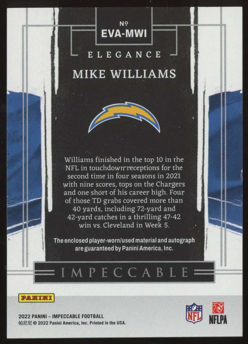 Load image into Gallery viewer, 2023 Panini Impeccable Silver Patch Auto Mike Williams #EVA-MWI Los Angeles Chargers /25  Image 2
