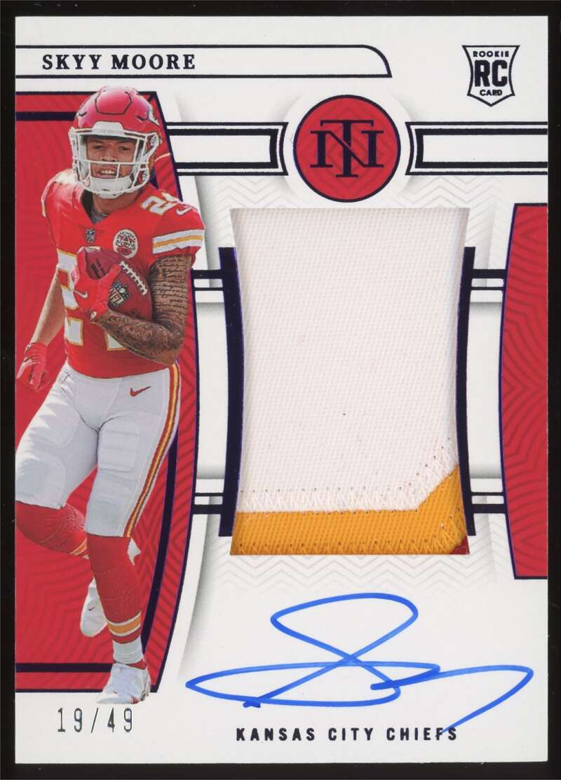 Load image into Gallery viewer, 2022 Panini National Treasures Rookie Patch Auto Purple Skyy Moore #173 Kansas City Chiefs RC RPA /49  Image 1
