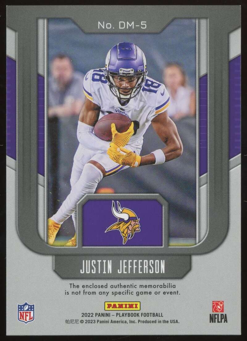 Load image into Gallery viewer, 2022 Panini Playbook Double Moves Platinum Justin Jefferson #DM-5 Minnesota Vikings Patch Relic /75  Image 2
