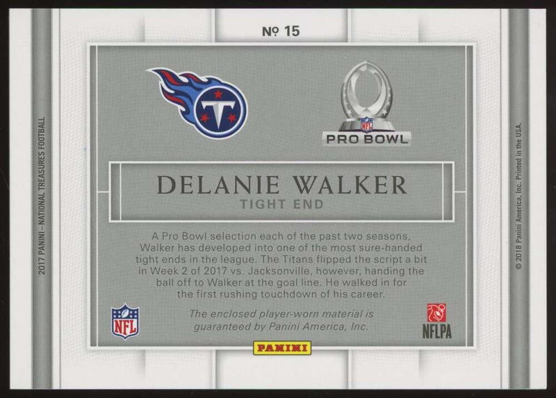 Load image into Gallery viewer, 2017 Panini National Treasures Colossal Pro Bowl NFL Shield 1/1 Delanie Walker #15 Tennessee Titans Patch /1  Image 2
