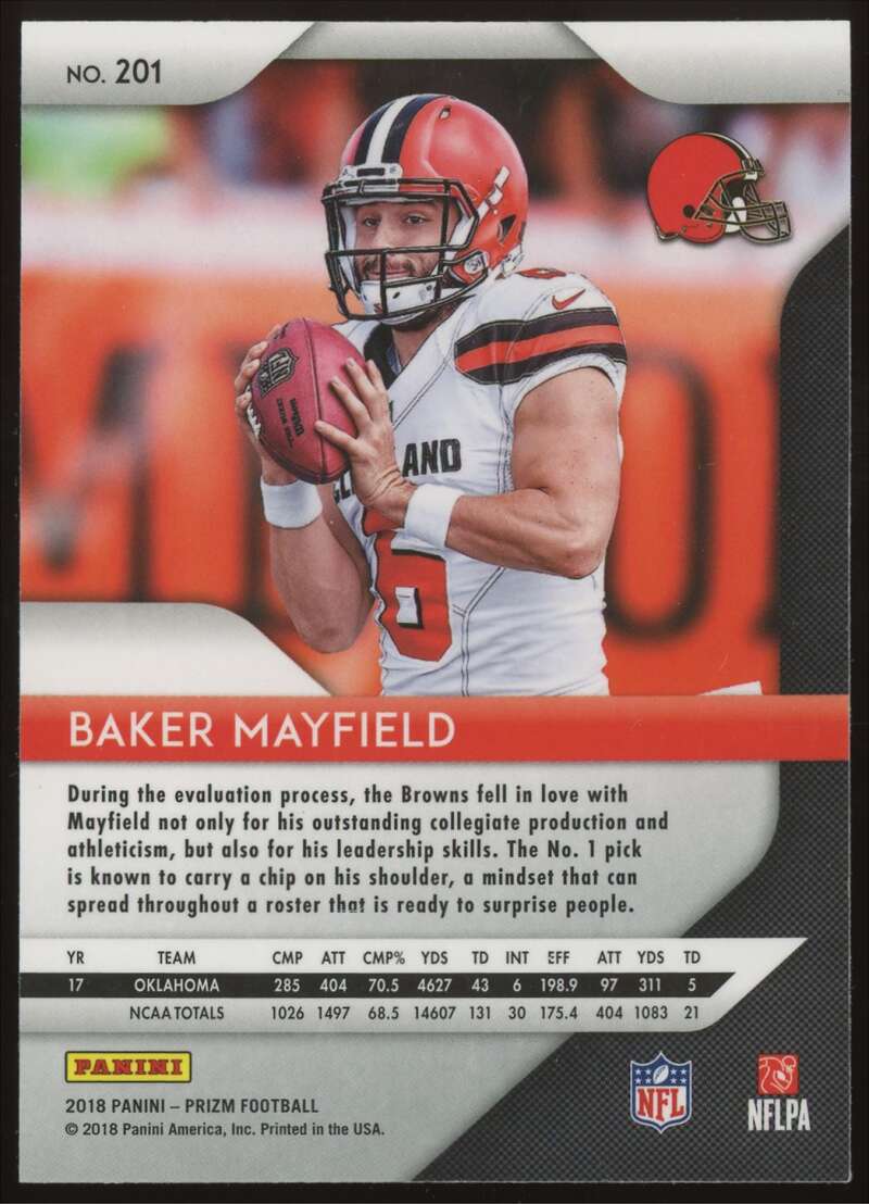 Load image into Gallery viewer, 2018 Panini Prizm Baker Mayfield #201 Cleveland Browns Rookie RC NM Near Mint Image 2

