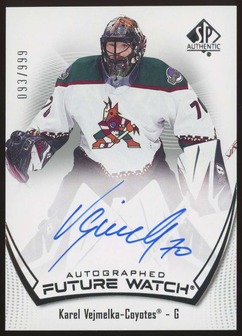 Load image into Gallery viewer, 2021-22 SP Authentic Future Watch Auto Karel Vejmelka #170 Arizona Coyotes Rookie RC /999  Image 1
