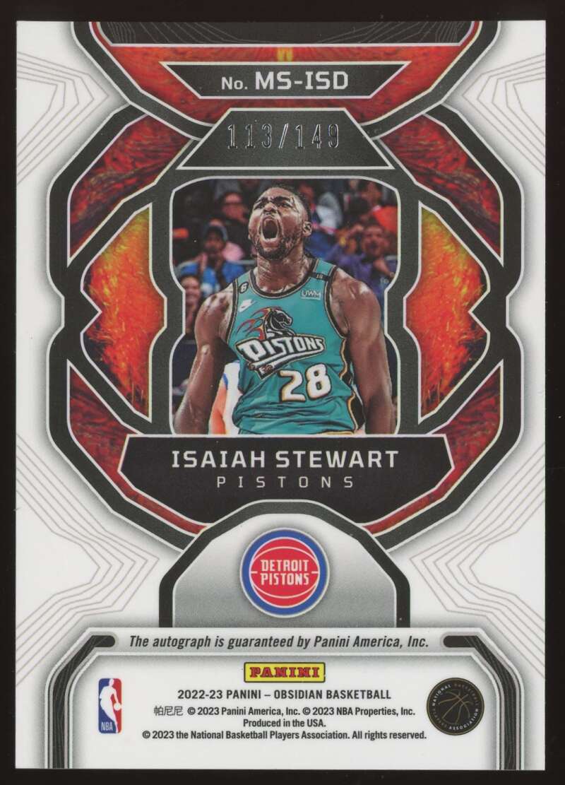 Load image into Gallery viewer, 2022-23 Panini Obsidian Magmatic Signatures Isaiah Stewart #MS-ISD Detroit Pistons Auto /149  Image 2
