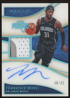 2019-20 Panini Immaculate Jersey Number Patch Auto Terrence Ross 