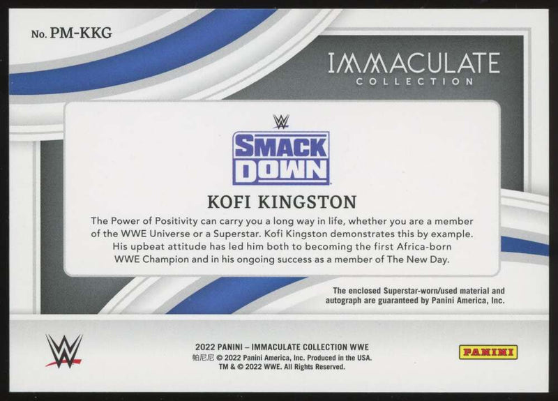 Load image into Gallery viewer, 2022 Panini Immaculate Collection Patch Auto Kofi Kingston #PM-KKG SmackDown /99  Image 2
