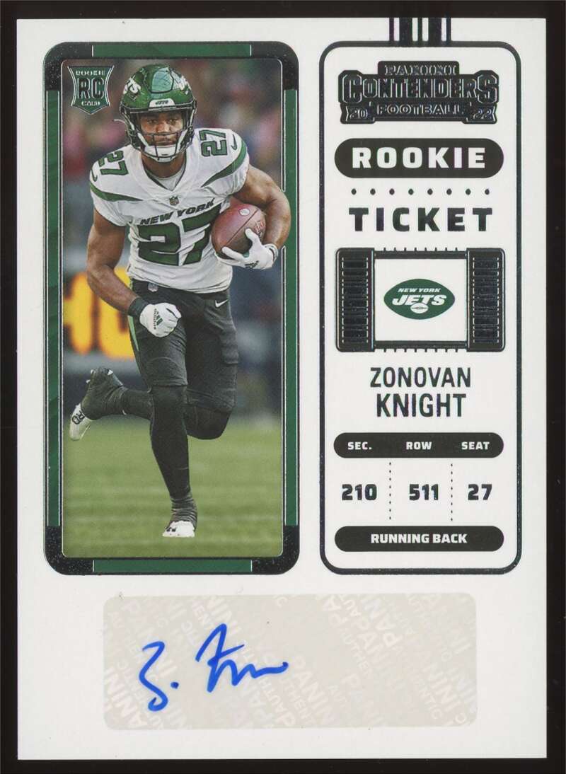 Load image into Gallery viewer, 2022 Panini Contenders Rookie Ticket Auto Zonovan Knight #179 New York Jets RC Image 1
