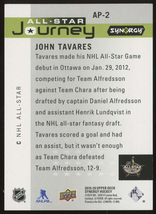 2019-20 Upper Deck Synergy All-Star Journey 1st Appearance John Tavares 