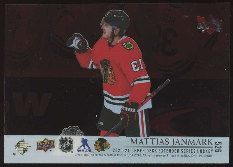 Load image into Gallery viewer, 2020-21 Upper Deck Extended Series Clear Cut Mattias Janmark #526 Chicago Blackhawks  Image 2
