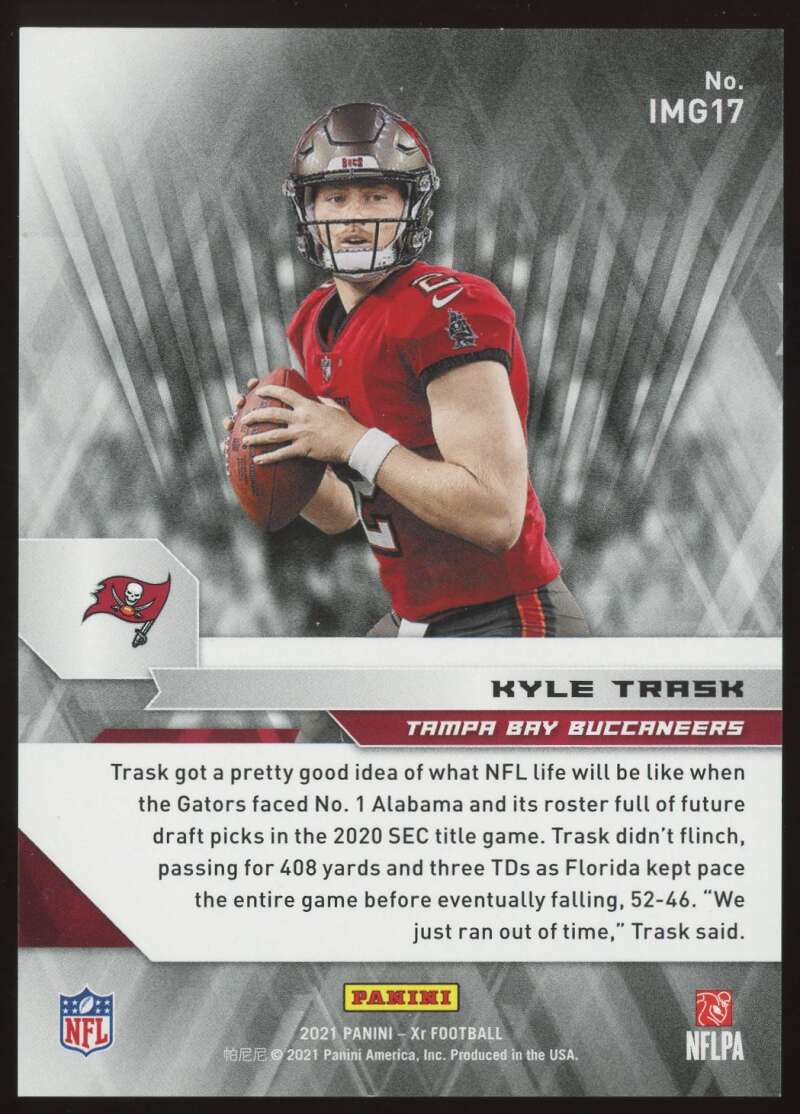 Load image into Gallery viewer, 2021 Panini XR Impending Greatness Blue Kyle Trask #IMG17 Tampa Bay Buccaneers Rookie RC /99  Image 2
