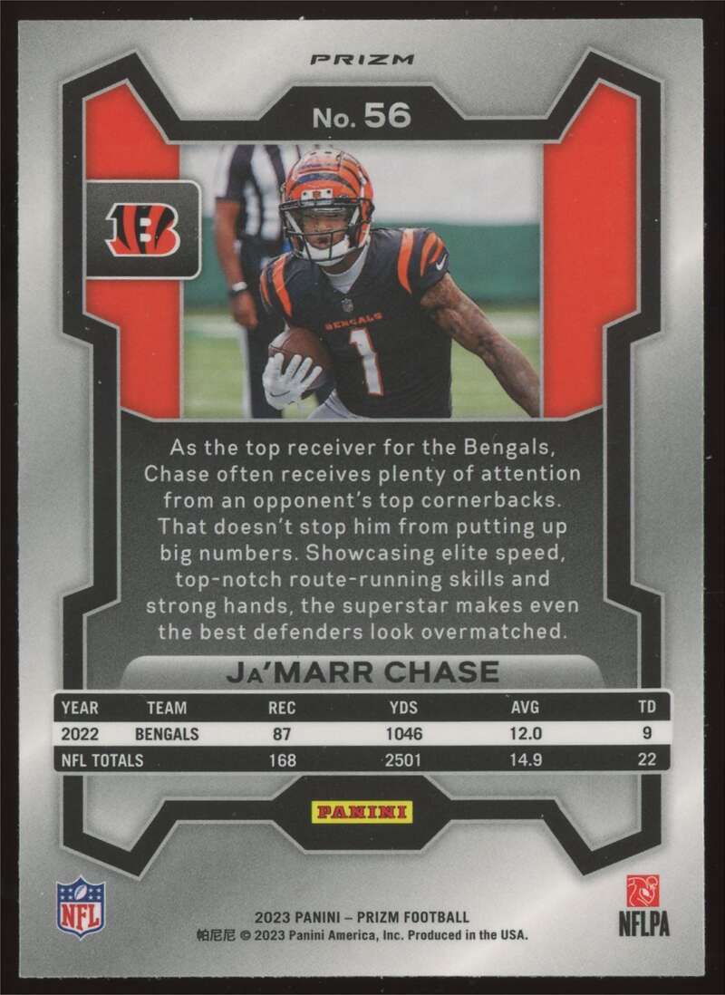 Load image into Gallery viewer, 2023 Panini Prizm Green Wave Prizm Ja&#39;Marr Chase #56 Cincinnati Bengals  Image 2
