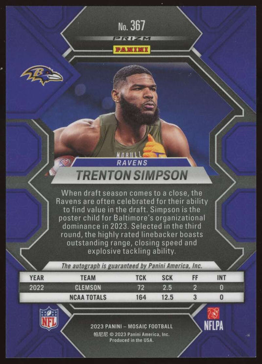 2023 Panini Mosaic Auto Trenton Simpson 